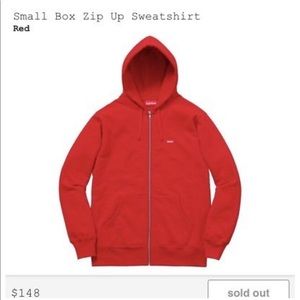 Supreme Small Box Logo Zip Up Red Hoodie FW17 used